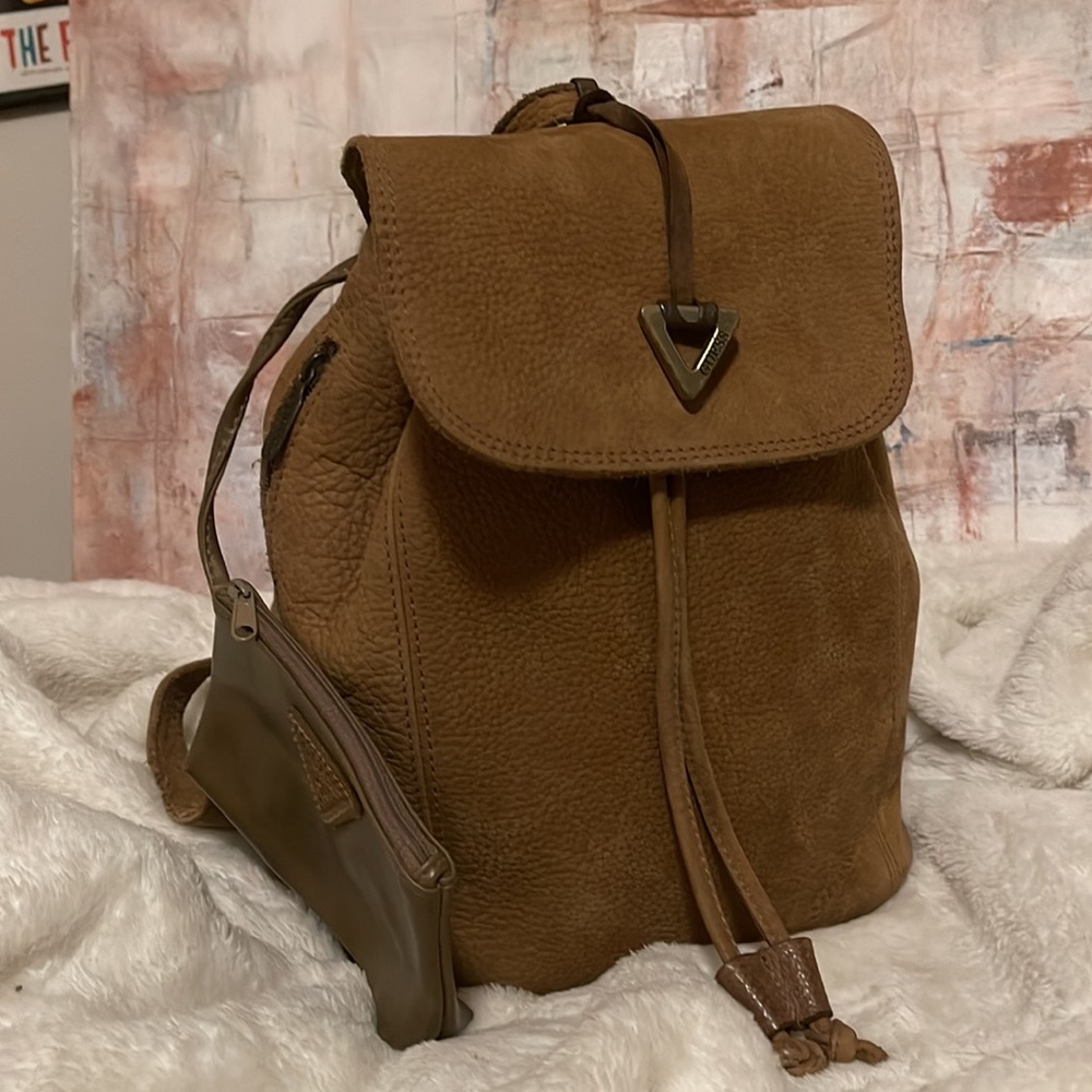 Vintage Leather Guess Backpack Purse Gem